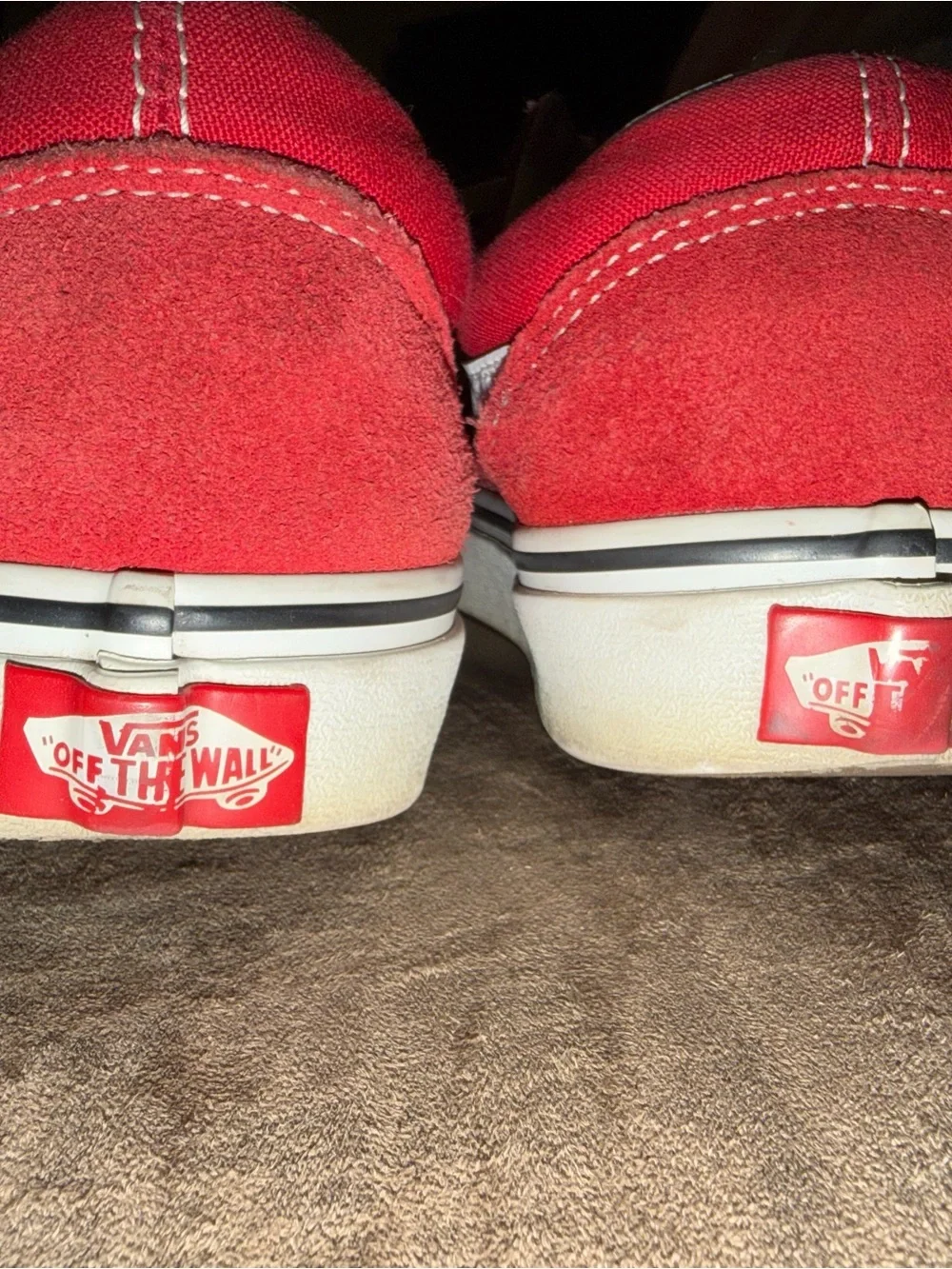 Vans Red and White Old Skool Low Top Sneakers